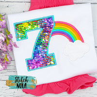Personalized Flip Sequin Rainbow Birthday Applique Shirt