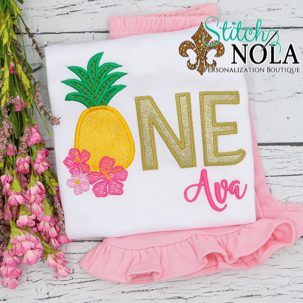 Personalized Pineapple Birthday Applique Shirt