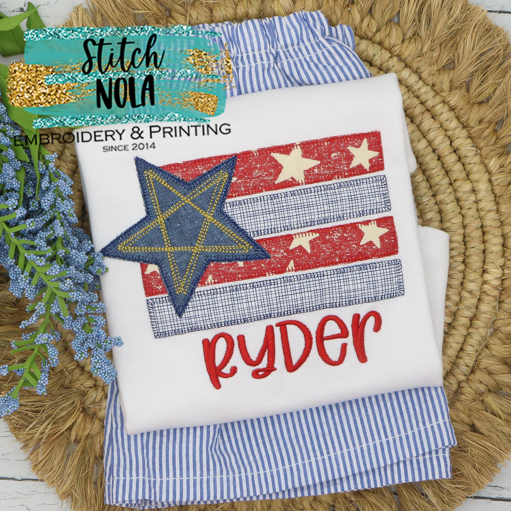 Personalized Patriotic Flag with Star Applique Shirt