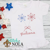Personalized Patriotic Sparklers with Bow Vintage Shirt