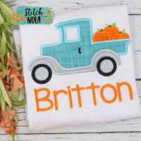 Personalized Old Timer Truck with Pumpkins Applique Shirt
