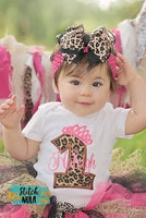 Personalized Leopard Number with Tiara Birthday Appliqué Shirt
