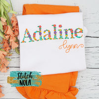 Personalized Fall Floral Letter or Name Embroidered Shirt
