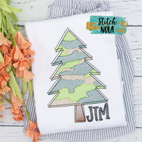 Personalized Camouflage Christmas Tree Sketch Shirt
