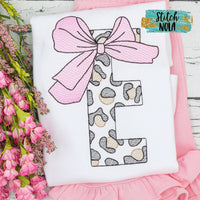 Personalized Cheetah Print Alpha with Big Bow Sketch Shirt

