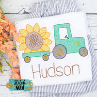 Personalized Sunflower Tractor Sketch Shirt
