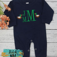 Personalized Duck Monogram on Colored Garment
