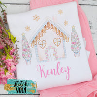 Personalized Pastel Gingerbread House Printed Shirt