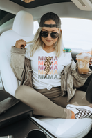 Mama with Leopard Lightning Bolt Printed Tee
