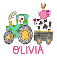 Stacked Farm Animals on Tractor Printed Shirt
