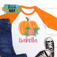 Personalized Floral Pumpkin Printed Shirt