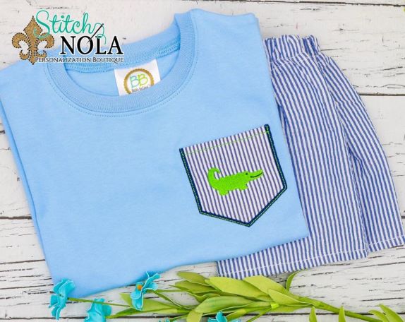 Faux Pocket Tee with Alligator