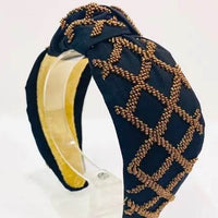Black and Gold Beaded Top Knot Headband