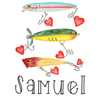 Fishing Lures with Hearts Printed Shirt
