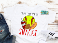 Softball Brother I'm Just Here for the Snacks Printed Shirt
