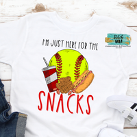 Softball Brother I'm Just Here for the Snacks Printed Shirt