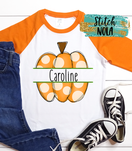 Personalized Polka Dot Split Pumpkin Printed Shirt