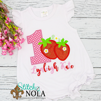 Personalized Birthday Strawberry Appliqué Shirt
