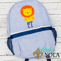 Personalized Seersucker Backpack with Lion Applique, Seersucker Diaper Bag, Seersucker School Bag, Seersucker Bag, Diaper Bag, School Bag, Book
