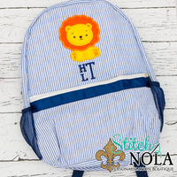 Personalized Seersucker Backpack with Lion Applique, Seersucker Diaper Bag, Seersucker School Bag, Seersucker Bag, Diaper Bag, School Bag, Book