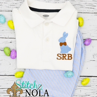 Personalized Easter Bunny with Bow Tie Collared Shirt