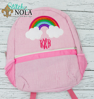 Personalized Seersucker Backpack with Rainbow Applique, Seersucker Diaper Bag, Seersucker School Bag, Seersucker Bag, Diaper Bag, School Bag, Book
