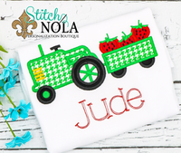 Personalized Strawberry Tractor Applique Shirt
