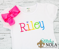 Personalized Rainbow Name with Heart Sketch Shirt
