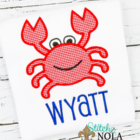 Personalized Gingham Crab Applique Shirt