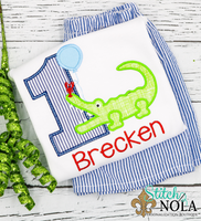 Personalized Birthday Alligator with Balloon Appliqué Shirt
