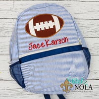 Personalized Seersucker Backpack with Football Applique, Seersucker Diaper Bag, Seersucker School Bag, Seersucker Bag, Diaper Bag, School Bag, Book
