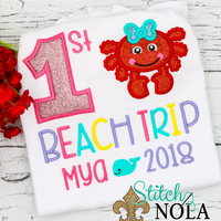 Personalized 1st Beach Trip With Crab Applique Shirt