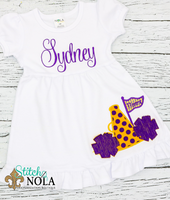 Personalized Cheerleader Megaphone With Pom Poms Appliqué Shirt
