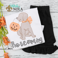 Personalized Halloween Trick or Treating Dog Sketch Shirt