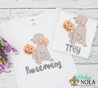 Personalized Halloween Trick or Treating Dog Sketch Shirt
