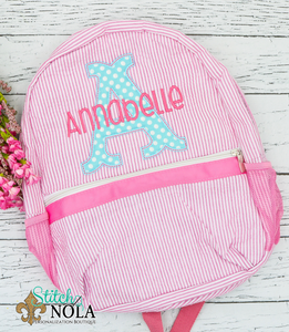 Personalized Seersucker Backpack with Letter Applique, Seersucker Diaper Bag, Seersucker School Bag, Seersucker Bag, Diaper Bag, School Bag, Book