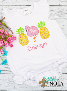 Personalized Pineapples & Flamingo Trio Applique Shirt