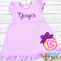 Personalized Alpha With Bow Applique Colored Garment