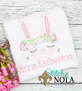 Personalized Vintage Easter Bunny With Flower Crown Sketch Shirt