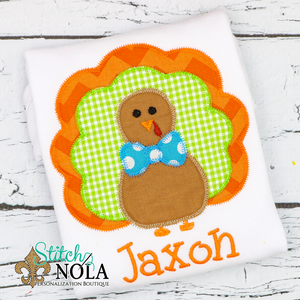Personalized Turkey With Bow Tie & Bow Applique Shirt