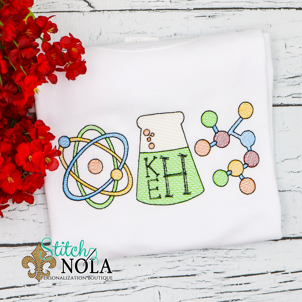 Personalized Back to School Science Trio Sketch Shirt