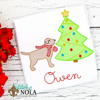 Personalized Christmas Tree with Dog Sketch Shirt
