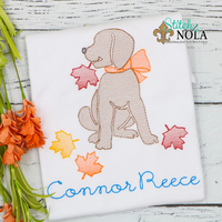 Personalized Dog With Fall Leaves Sketch Shirt