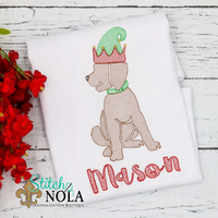Personalized Christmas Dog with Elf Hat Sketch Shirt