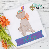 Personalized Indian Dog With Name Banner Applique Shirt
