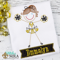 Personalized Cheerleader With Banner Appliqué Shirt
