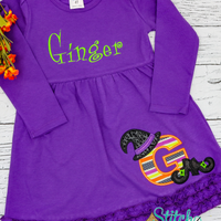 Personalized Alpha Witch Applique Colored Garment