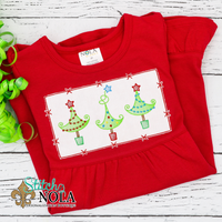 Personalized Christmas Tree with Stars Trio Applique Colored Garment
