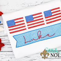 Personalized American Flag Trio With Banner Applique Shirt