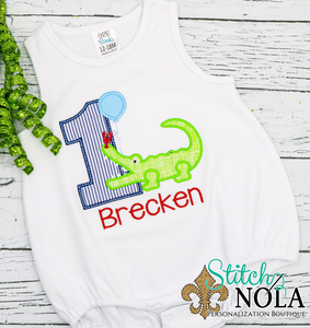 Personalized Birthday Alligator with Balloon Appliqué Shirt